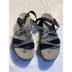 Skechers Womens Sandals Size 11 Reggae Style Blue gray Memory Foam
